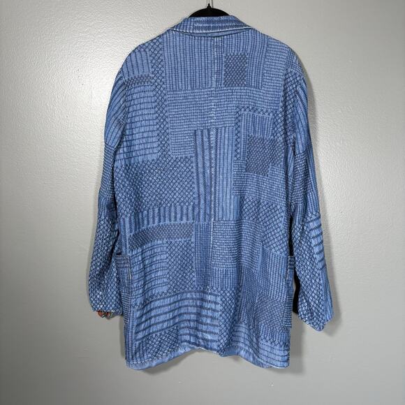 Johnny Was Sashiko Embroidered Patchwork Blazer - Medium - Women's Blue Chambray - Picture 7 of 7